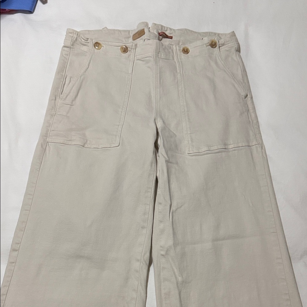 Anthropologie Pilcro Cream High-Rise Wide Leg Pants